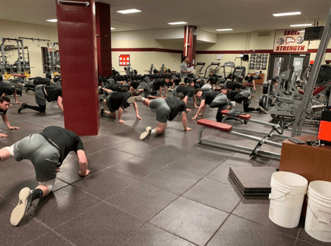 students working out in gym