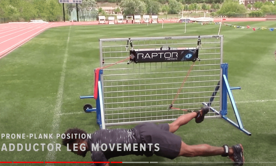 dynamic stretch - adductor leg on vertimax raptor