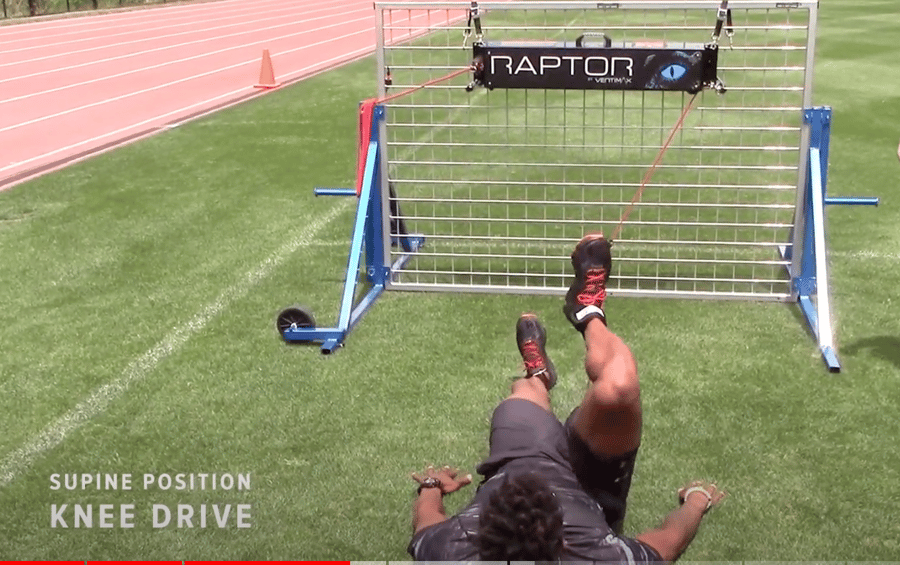 dynamic stretch - knee drive on vertimax raptor