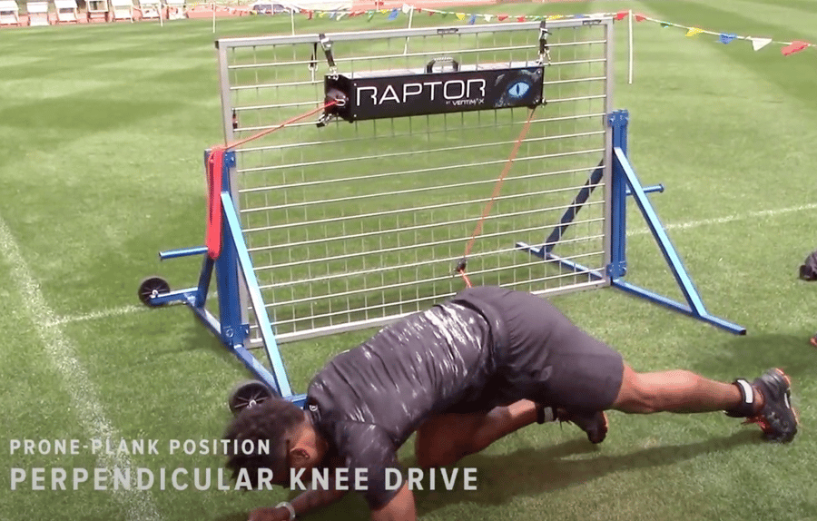 dynamic stretch - perpendicular knee drive on vertimax raptor