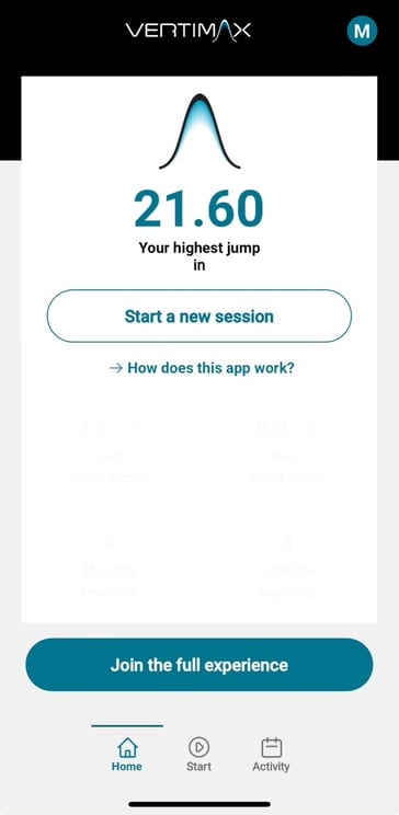 verticoach app - jump results screen