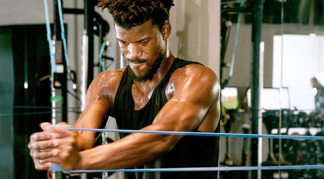 NBA-Star-Jimmy-Butler-Working-Out-With-Resistance-Bands